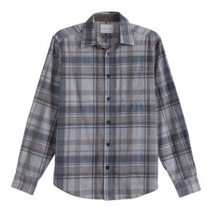 HENRI JAMES Dobby Corduroy Plaid Button Down Shirt - Grey - Large - NWT